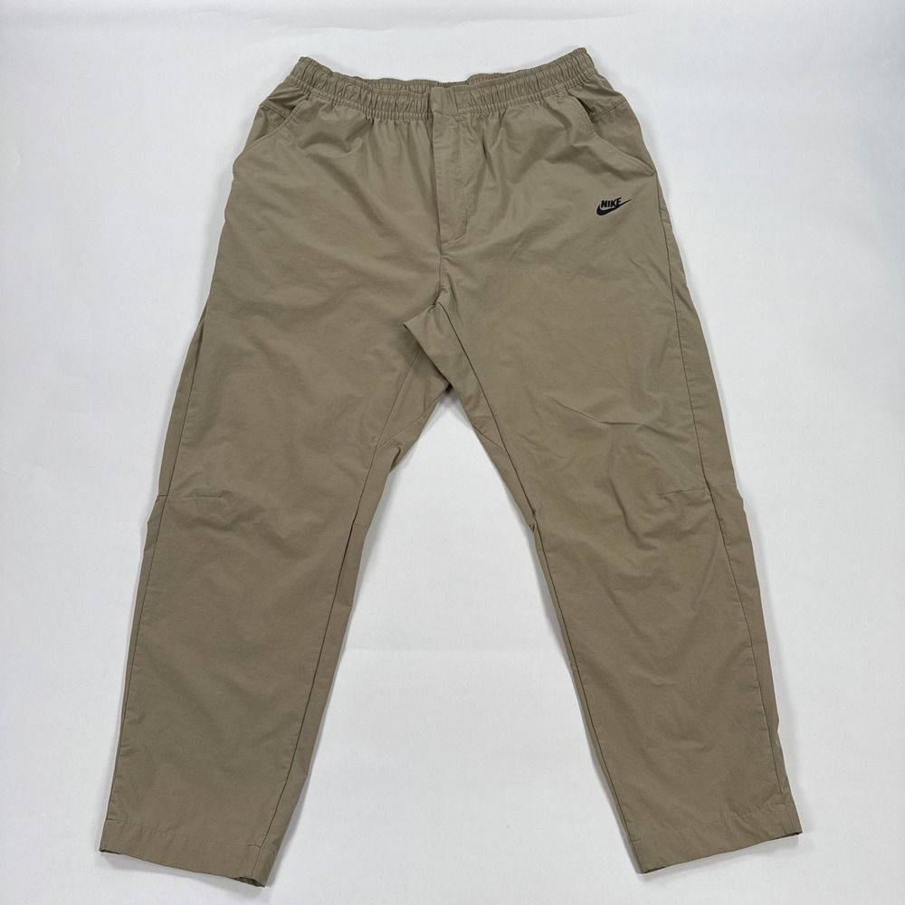 Nike Mens Woven Commuter Pants 2XL Khaki Tan Tapered DM6621 Drawstring Stretch
